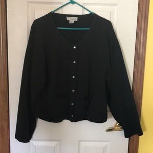 Black jacket or can be worn as a top if buttoned up.